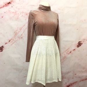 White Zara Perforated Skirt